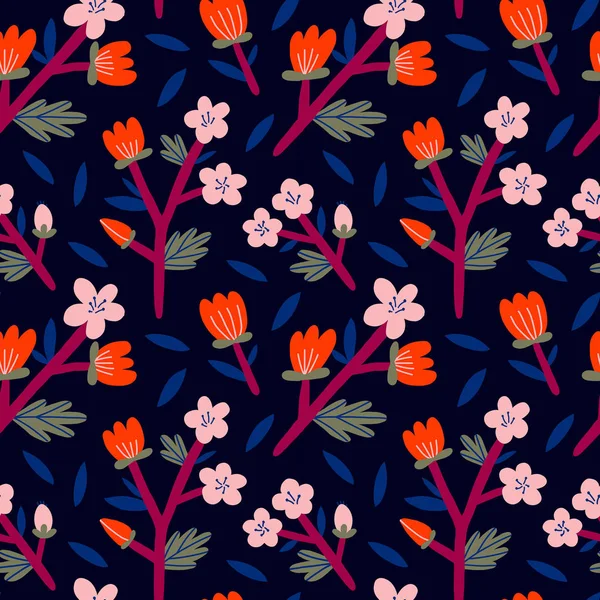 Hermosa textura floral con ramitas de floración . — Archivo Imágenes Vectoriales