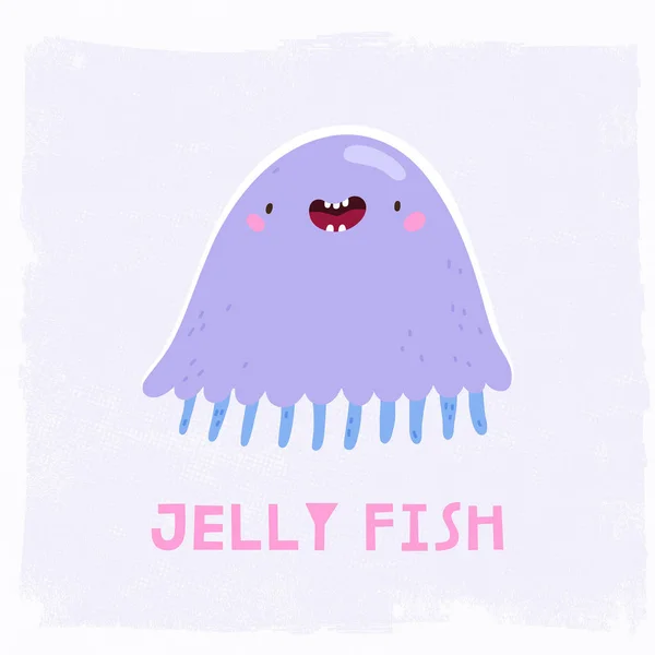 Ilustração de peixe de geleia sorridente . — Vetor de Stock