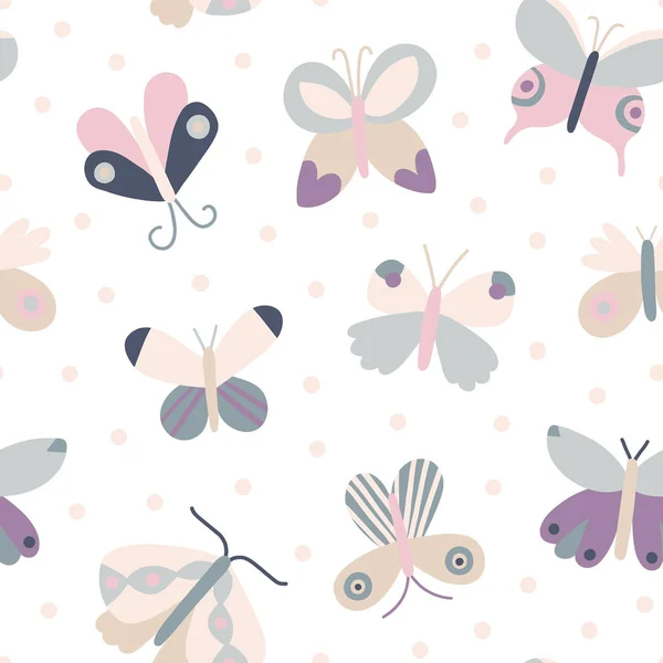 Schöne Schmetterlinge und Tupfen — Stockvektor