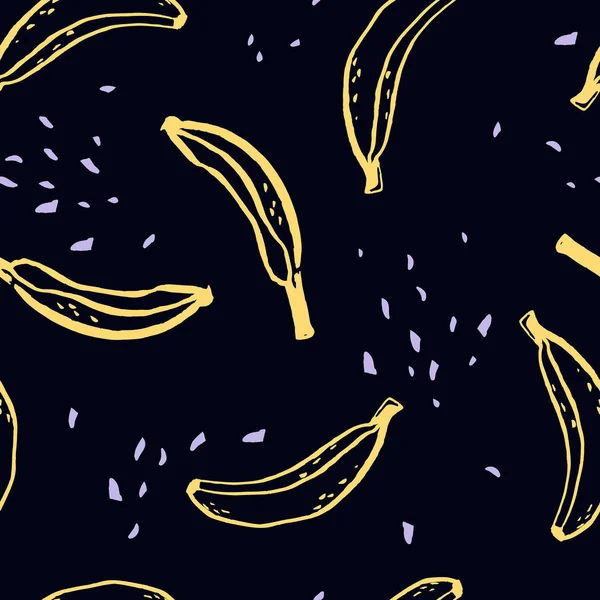 Texture sans couture avec bananes dessinées à la main — Image vectorielle