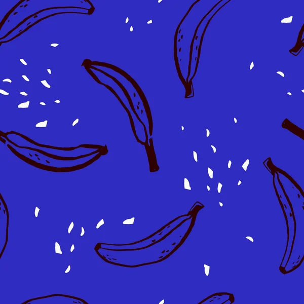 Texture sans couture avec bananes dessinées à la main — Image vectorielle