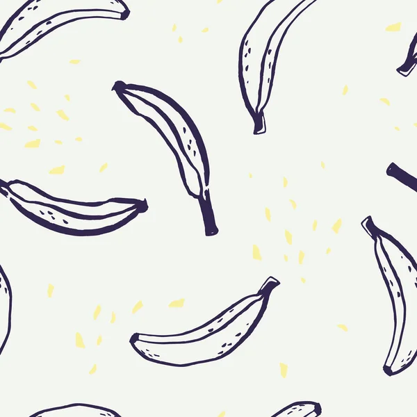 Texture sans couture avec bananes dessinées à la main — Image vectorielle