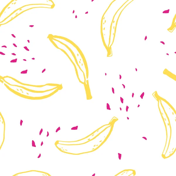 无缝纹理与手工绘制香蕉 — 图库矢量图片