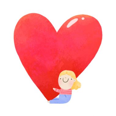 küçük kız kalp kırmızı sarılma