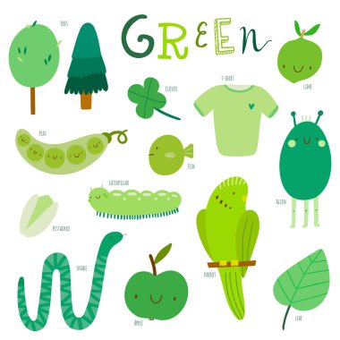 farklı yeşil tasarım öğeleri