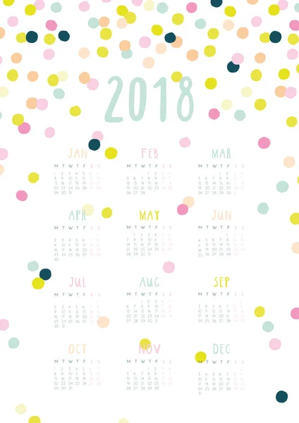 Красивый календарь на 2018 год — стоковый вектор