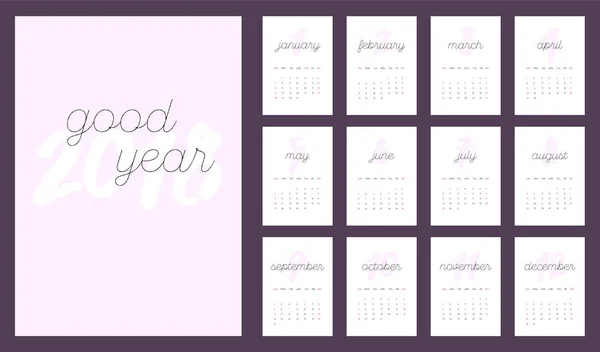 Beautiful Calendar for 2018 Year — Stock Vector