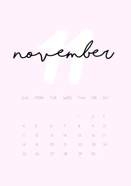 Kalender - November 2018 — Stock vektor