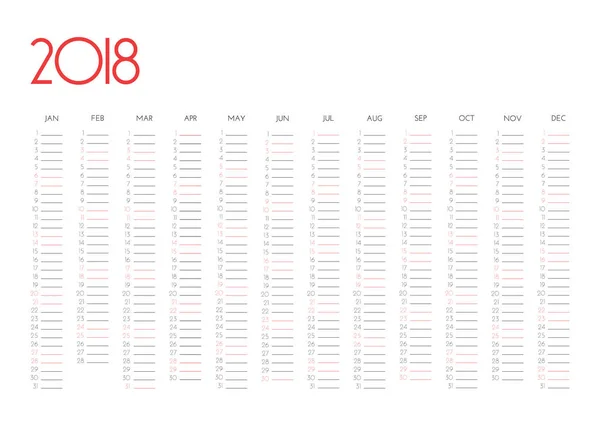 Ημερολογιακό έτος 2018 — Διανυσματικό Αρχείο
