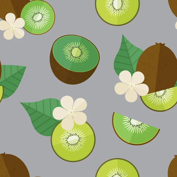 Magnifique motif tropical avec kiwi — Image vectorielle
