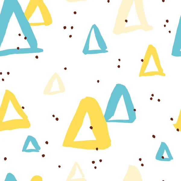 Seamless mönster med prickar och trianglar — Stock vektor