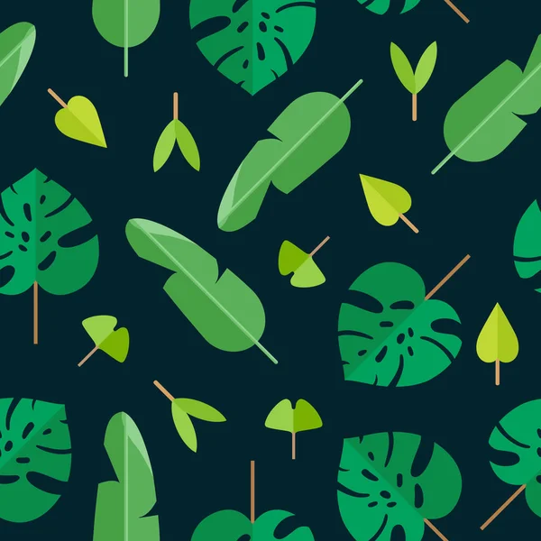 Textura tropical con diferentes hojas verdes — Vector de stock