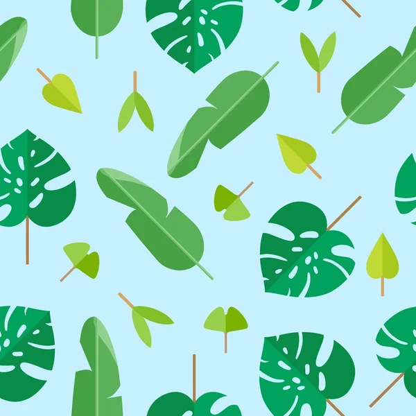 Textura tropicală cu frunze verzi diferite — Vector de stoc