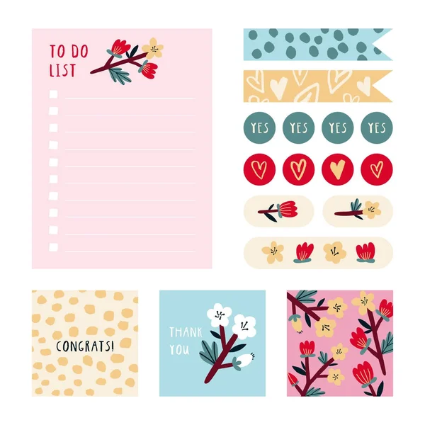 Stationery and Stickers set. — Stock Vector