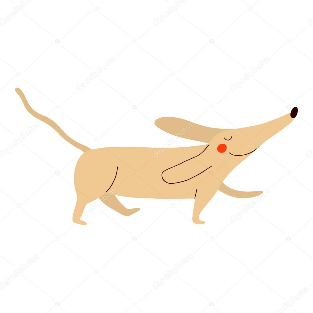 Super cute vector illustration of Dog. Fun hand drawn animal character isolated on white background