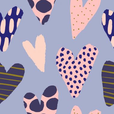 Yürekleri şirin seamless modeli. Kalpler Sevgililer günü vektör doku el ile çizilmiş.