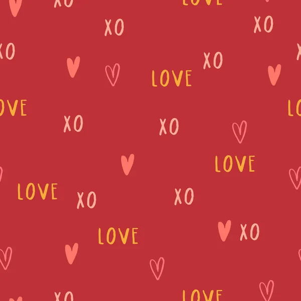 Indah Romantis Tekstur Dengan Kata Kata Cinta Dan Hati Pola - Stok Vektor