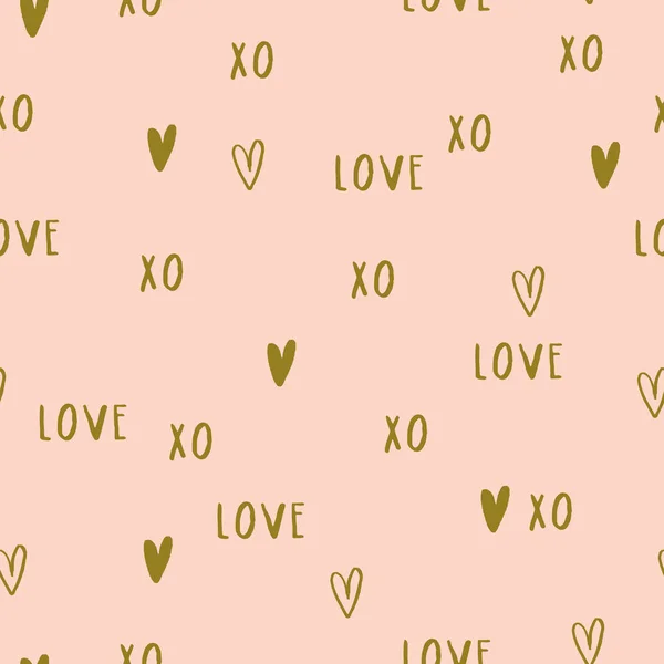 Frumoasă Textură Romantică Cuvinte Love Hearts Vector Model Fără Sudură — Vector de stoc