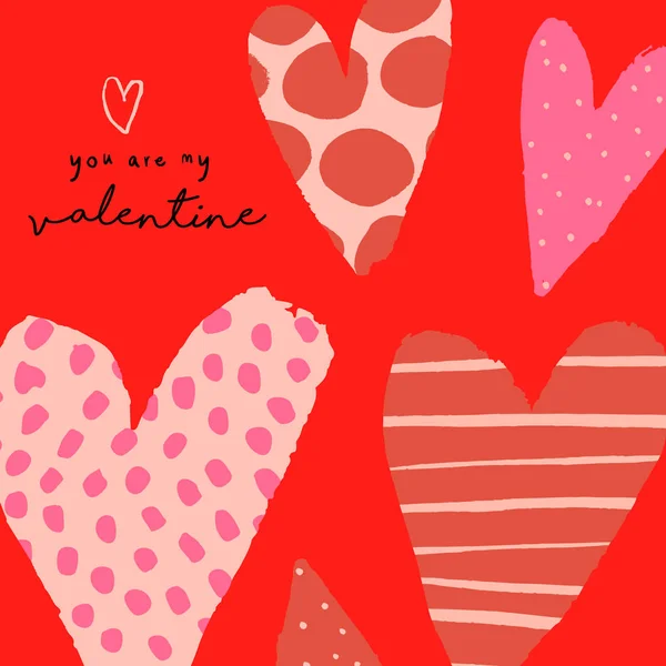 Sen Valentine Sevimli Vektör Çizim Yürekleri Sevgililer Günü Arka Plan — Stok Vektör