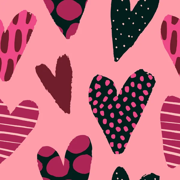 Mignon Motif Sans Couture Avec Coeurs Texture Vectorielle Saint Valentin — Image vectorielle