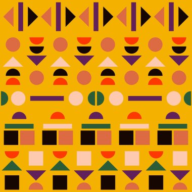 Basit ve sevimli geometri desen. Soyut geometrik şekillerle doku: daire, üçgen, kare.