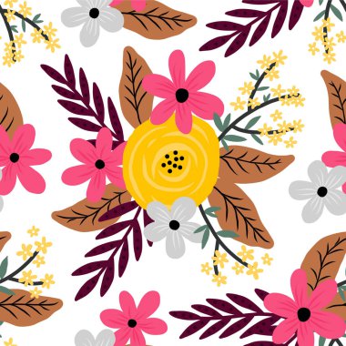 Güzel çiçek desenli. Sorunsuz vektör doku çiçekli. Elle çizilmiş çiçek arka plan. Mükemmel davetler ve kağıt ambalaj.