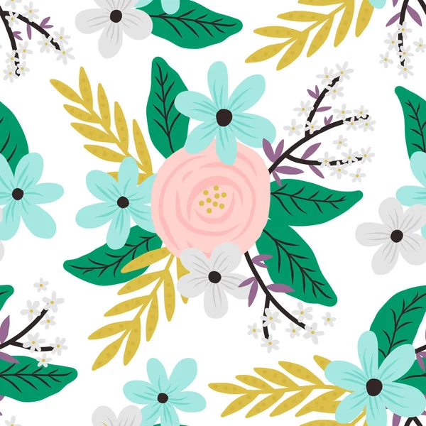 Magnifique Motif Floral Texture Vectorielle Sans Couture Avec Des Fleurs — Image vectorielle