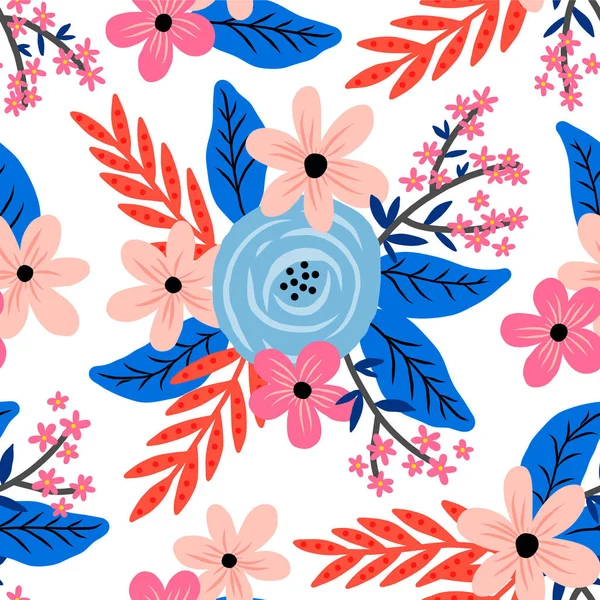 Belo Padrão Floral Textura Vetorial Sem Costura Com Flores Fundo — Fotos gratuitas