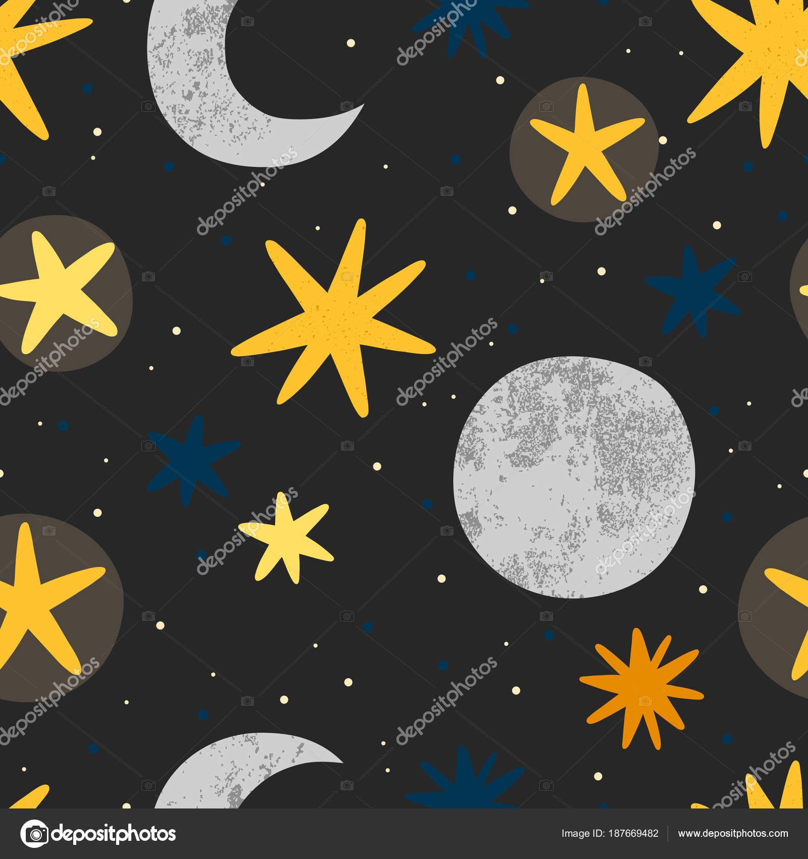 月と星とシームレスなベクトル パターン かわいい夜空のテクスチャ 無料のストックベクター C Iliveinoctober