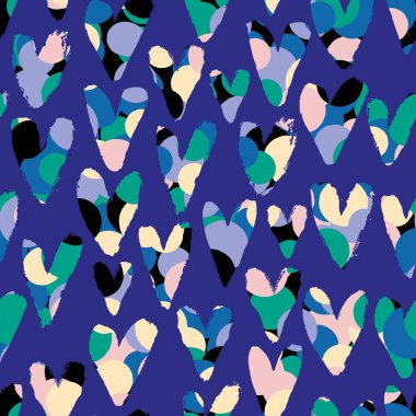 Yürekleri şirin seamless modeli. Kalpler Sevgililer günü vektör doku el ile çizilmiş.