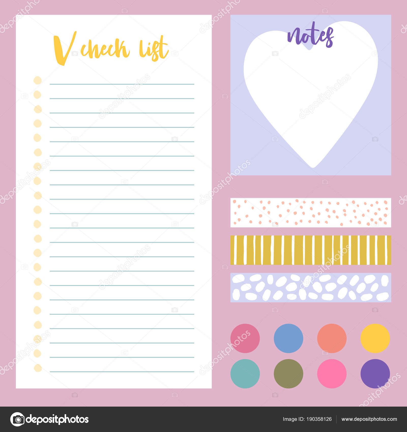 Stickers Vectoriel Mignon Ensemble Modèles Vectoriels Notes Liste