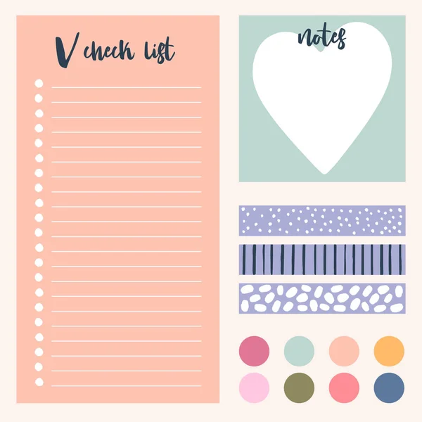 Cute Vector Stickers Set Vector Templates Notes Check List Stickers — Stock Vector