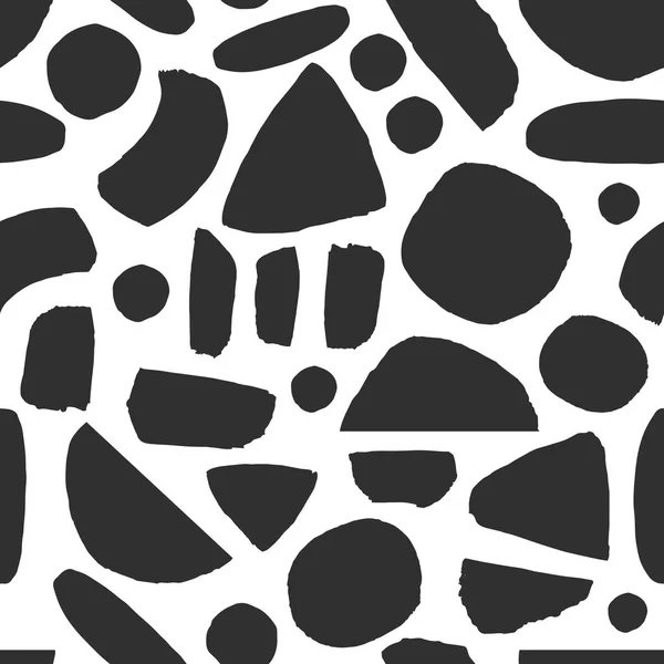 Eenvoudig Abstracte Patroon Met Verschillende Vormen Naadloze Monochroom Textuur — Stockvector