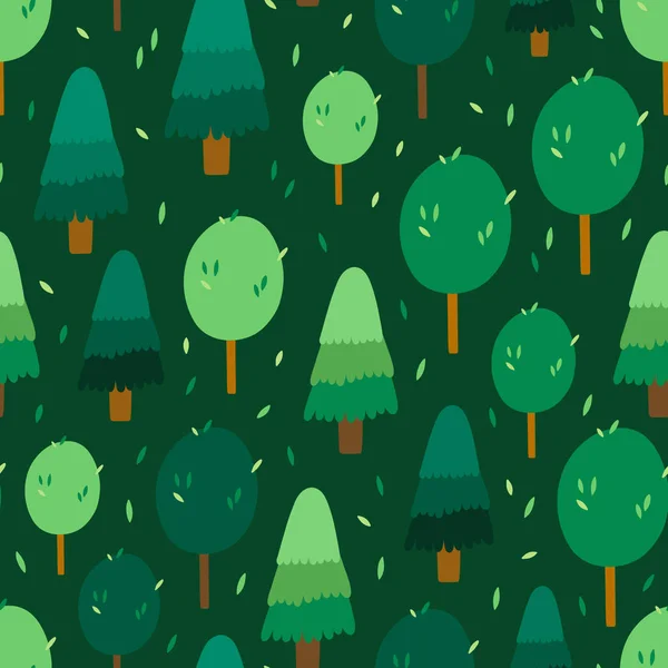 Симпатичный Безмордый Узор Деревьями Темно Зеленом Фоне — Бесплатное стоковое фото