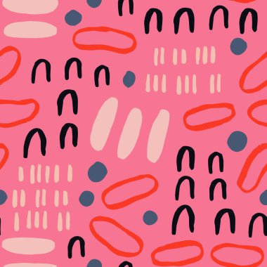 Mürekkep hatları ile soyut seamless modeli. Vektör arka plan çok renkli çizgili.