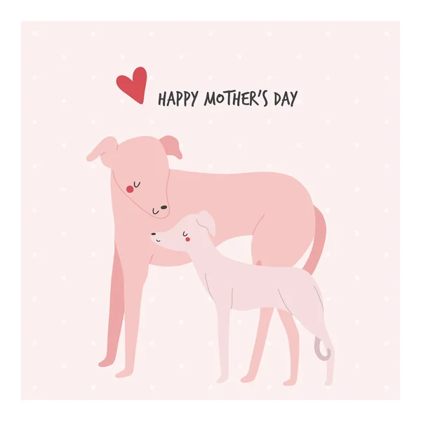 Happy Mother Day Vector Illustration Two Dogs — Stock Vector