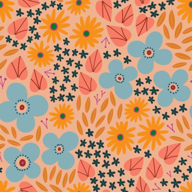 Renkli çiçekleri olan güzel, pürüzsüz bir desen.