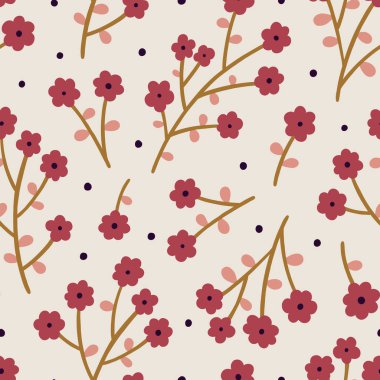 Renkli çiçeklerle bej arkaplanda güzel, pürüzsüz desenler.