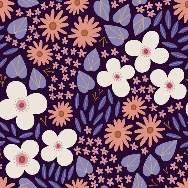 Hermoso Patrón Floral Sin Costuras Con Flores Colores — Archivo Imágenes Vectoriales