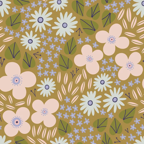Schöne Florale Nahtlose Muster Mit Bunten Blumen — Stockvektor