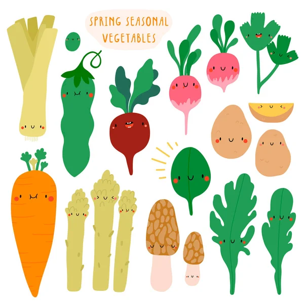 Ensemble Élégant Autocollants Avec Des Légumes Illustration Vectorielle — Image vectorielle