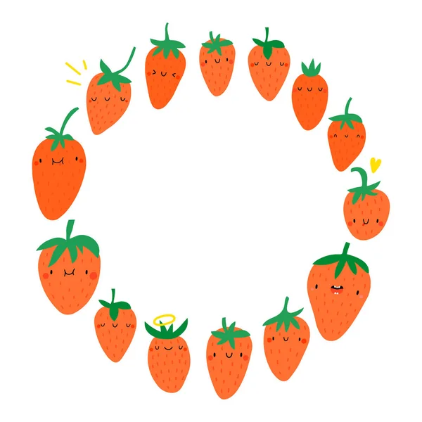 Stylish Frame Strawberries Vector Illustration — Stock Vector