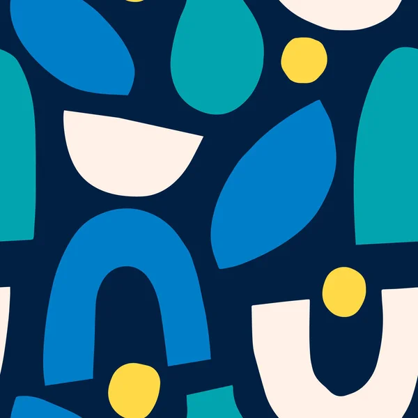 Grand Scandi Formes Motif Bleu Illustration Simplement Vectorielle — Image vectorielle