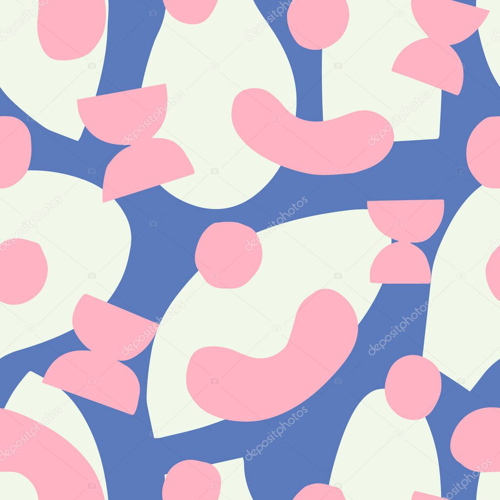 messy shapes pattern pink and blue, simply vector illustration 