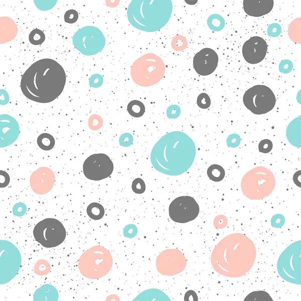 Doodle círculo fondo sin costuras. Círculo negro, azul y rosa . — Vector de stock