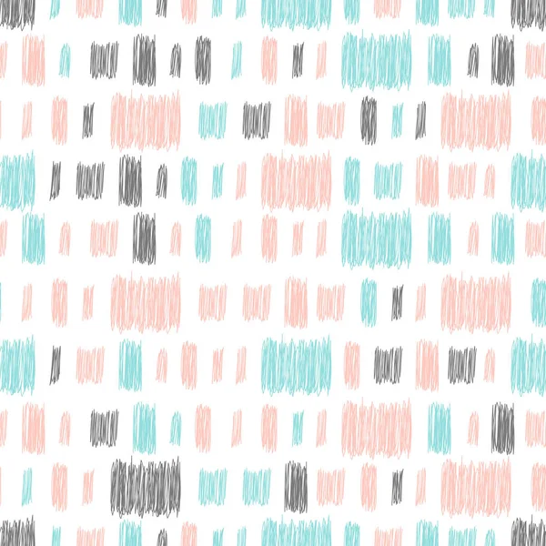 Doodle linje sömlös bakgrund. Svart, blå och rosa linje. — Stock vektor