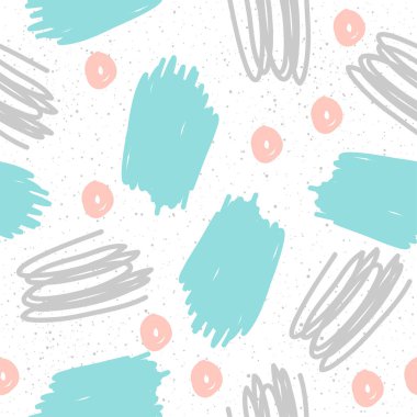 Doodle çizgi kesintisiz arka plan. Gri, pembe ve mavi çizgi. 