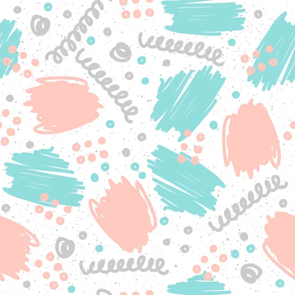 Doodle línea de fondo sin costuras. Línea gris, rosa y azul . — Vector de stock