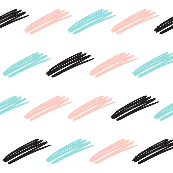 Безшовний фон лінії Doodle. Чорна, синя і рожева лінія . — стоковий вектор