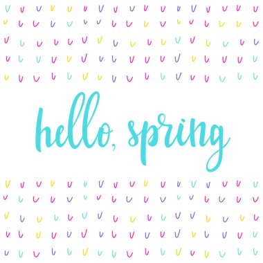 Merhaba, Bahar. El yazısı bahar teklif ve el öğeleri çizilmiş.